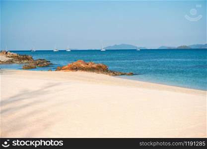 Summer concept ,Soft wave lapped the sandy beach Koh Lipe Beach Thailand ,Summer vacation