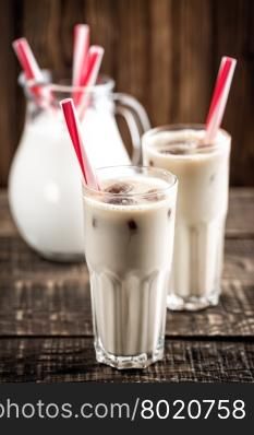 summer drink iced coffee with milk