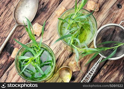 Summer drink tarragon. Cool summer drink from the leaves of tarragon