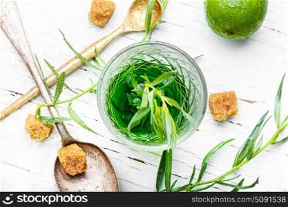 Summer drink tarragon. Cool summer drink from the leaves of tarragon