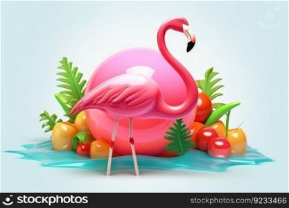 Summer flamingo vacation. Holiday luxury pool. Generate Ai. Summer flamingo vacation. Generate Ai