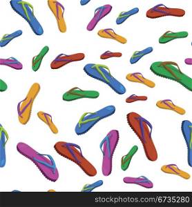 Summer flip flops seamless pattern vector illustration on white
