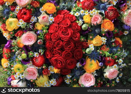 Summer flower arrangement in many bright colors