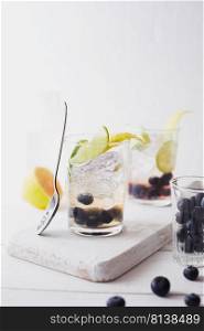 Summer fresh blueberry lemonade cocktails. 