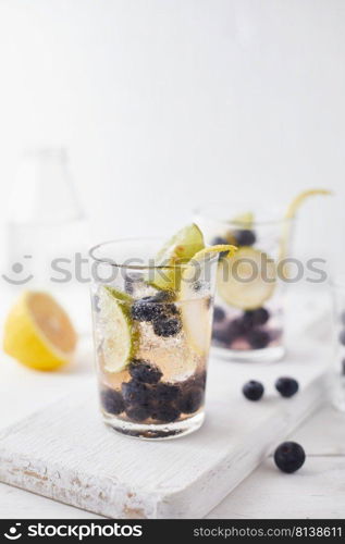 Summer fresh blueberry lemonade cocktails. 