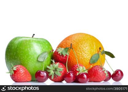 Summer fresh fruits isolated on white
