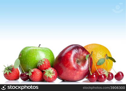 Summer fresh fruits isolated on white