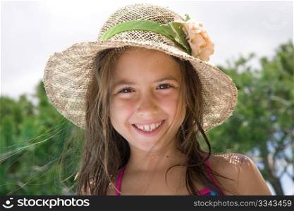 Summer girl - happy 9 years old girl on summer vacation