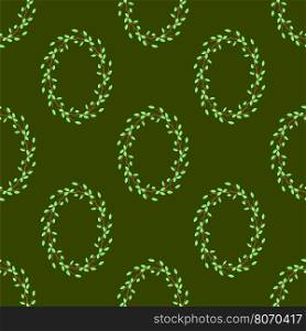 Summer Green Leaves Isolated on Green Background. Seamless Leaves Pattern. Summer Green Leaves