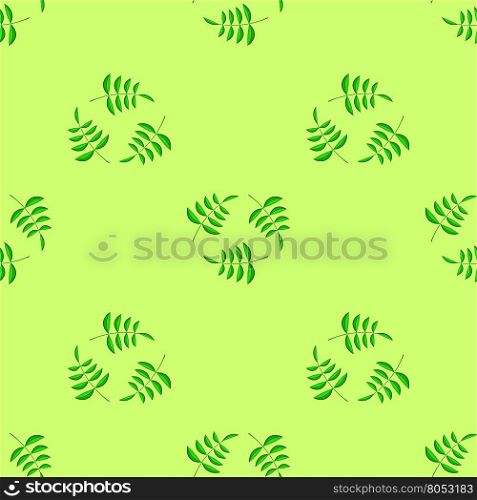 Summer Green Leaves Isolated on Green Background. Seamless Leaves Pattern. Summer Seamless Leaves Pattern