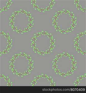 Summer Green Leaves Isolated on Grey Background. Seamless Leaves Pattern. Summer Green Seamless Leaves Pattern