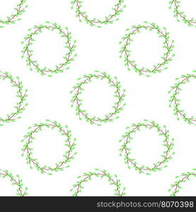 Summer Green Leaves Isolated on White Background. Seamless Leaves Pattern. Summer Green Seamless Leaves Pattern