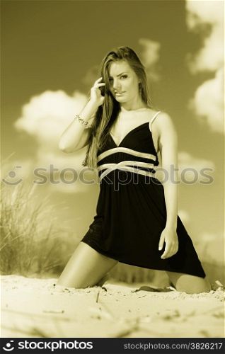 Summer holiday leisure concept. Gorgeous girl vacation day. Outdoor