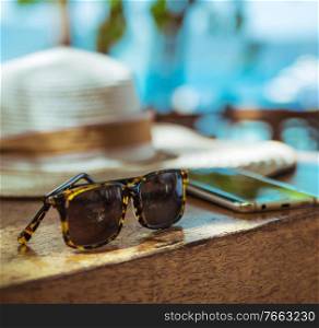 Summer, holiday, vacation accessories - tropical area