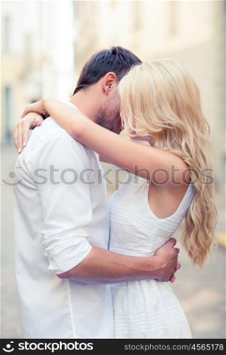 summer holidays and dating concept - couple in the city. couple in the city