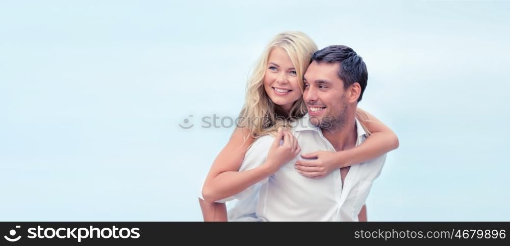 summer holidays, celebration and dating concept - couple at seaside