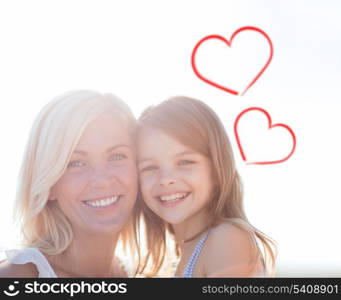 summer holidays, family, children and people concept - happy mother and child girl