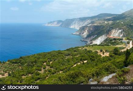 Summer Ionian sea coast view (Kefalonia, Greece, near Petani Beach)