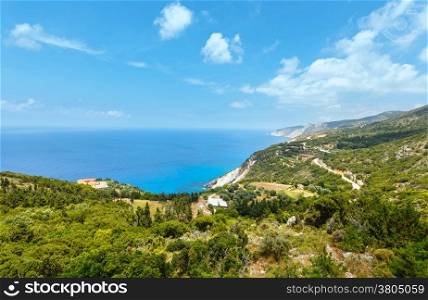 Summer Ionian sea coast view (Kefalonia, Greece, near Petani Beach)