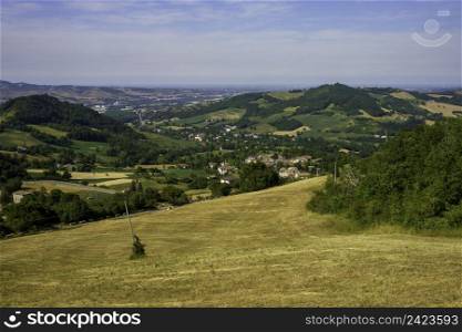 Summer landscape along the road to Passo della Cisa, Appennino, Italy, in the Parma province