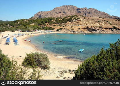 Summer landscape:beach on the greece island of Rhodes