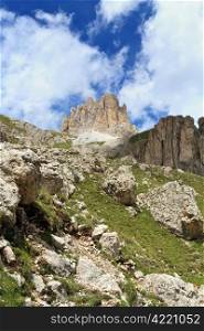 summer landscape in Catinaccio group Italian Dolomites
