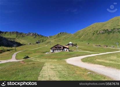 summer landscape in Ciampac of Canazei, Fassa Valley, Italian Dolomites