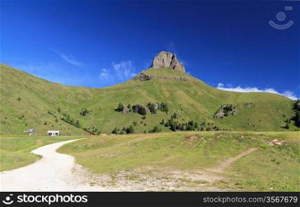 summer landscape in Ciampac of Canazei, Fassa Valley, Italian Dolomites