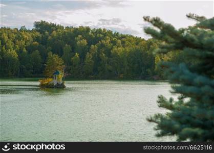 Summer landscape of lake with crystal and fresh water Aya, Altai mountains, Russia. Summer landscape of lake with crystal and fresh water Aya