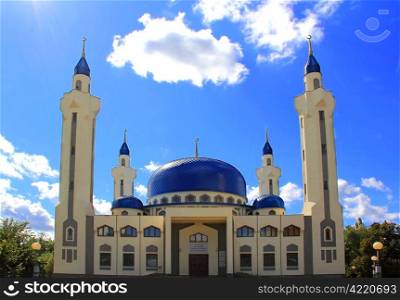 Summer landscape with Islam temple of the South Russia