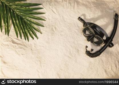 summer layout palm tree leaf swimming mask