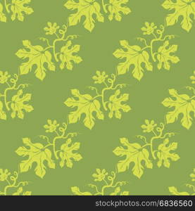 Summer Leaves Isolated on Green Background. Seamless Different Leaves Pattern. Summer Leaves Seamless Different Leaves Pattern