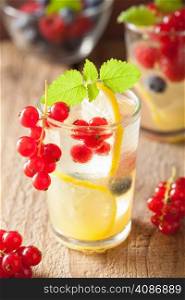 summer lemonade with berry and lemon