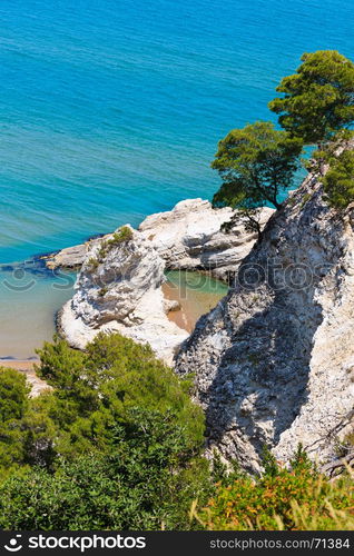 Summer Lido di Portonuovo Adriatic sea beach view (Vieste, Gargano peninsula, Puglia, Italy)