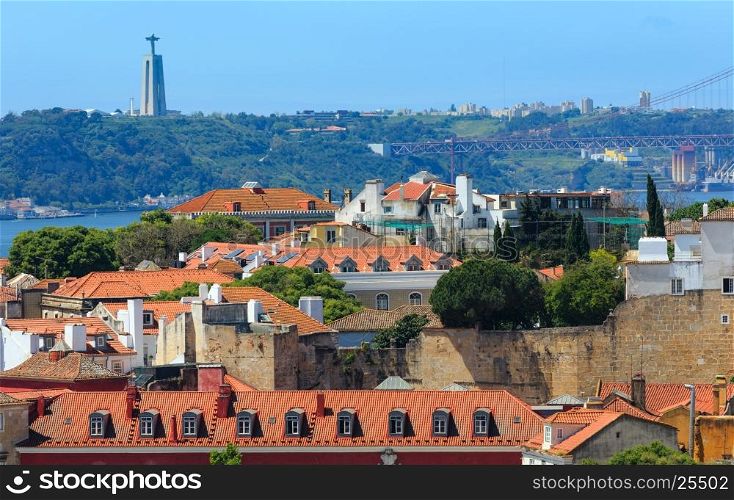 Summer Lisbon cityscape. View from Monastery roof, Portugal.