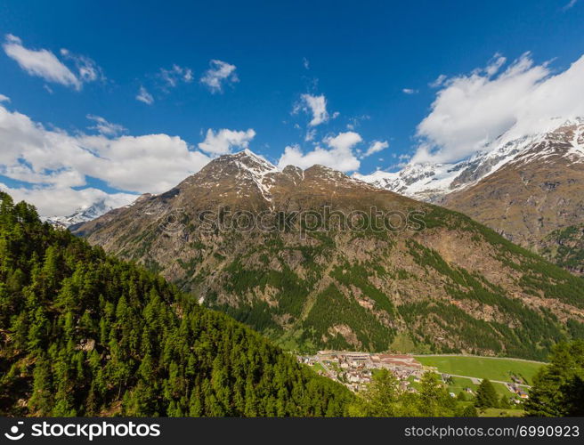 Summer Matterhorn mountain view (Alps, Switzerland, Zermatt outskirts)