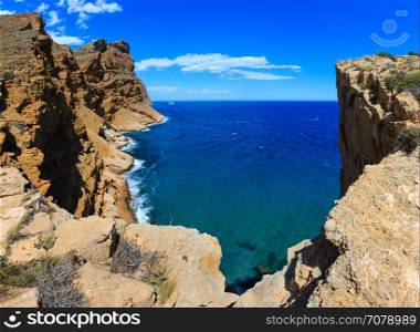 Summer Mediterranean sea coast landscape (Costa Blanca, Alicante, Spain). Three shots stitch image.