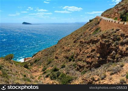 Summer Mediterranean sea coast landscape near Benidorm city (Costa Blanca, Alicante, Spain).