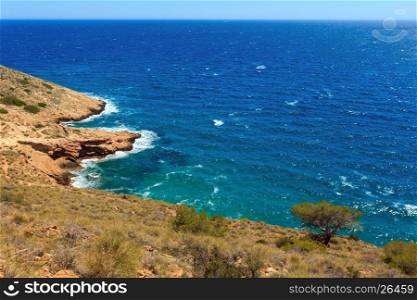 Summer Mediterranean sea coast landscape (near Benidorm, Costa Blanca, Alicante, Spain).