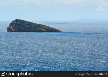 Summer Mediterranean sea landscape and Benidorm Island (Costa Blanca, Alicante, Spain).