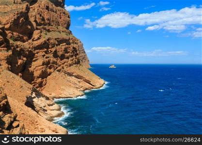 Summer Mediterranean sea rocky coast landscape (near Benidorm, Costa Blanca, Alicante, Spain).