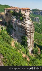 Summer Meteora - important rocky Christianity religious monasteries complex in Greece