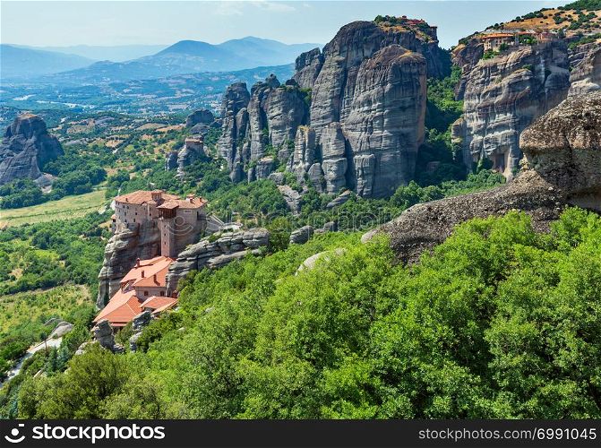 Summer Meteora - important rocky Christianity religious monasteries complex in Greece.