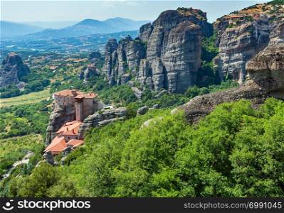 Summer Meteora - important rocky Christianity religious monasteries complex in Greece.
