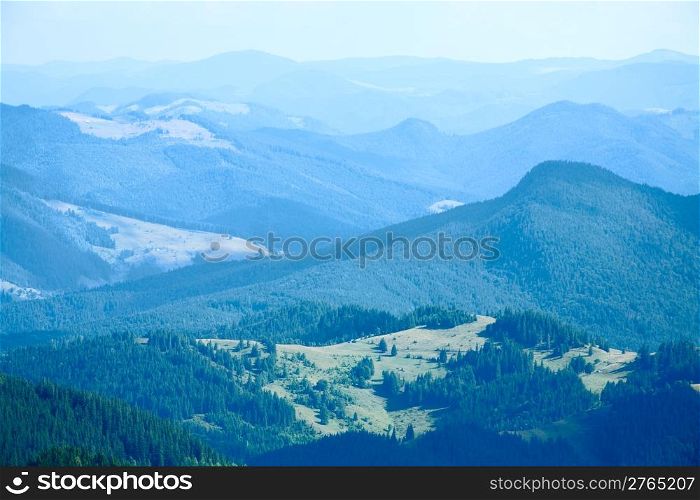 Summer misty mountain landscape (Carpathian, Ukraine)