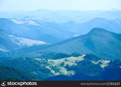 Summer misty mountain landscape (Carpathian, Ukraine)