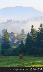 summer misty mountain village (countryside landscape)