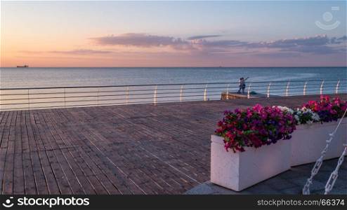 Summer Morning by the Sea in Odessa city Ukraine. Morning by the Sea