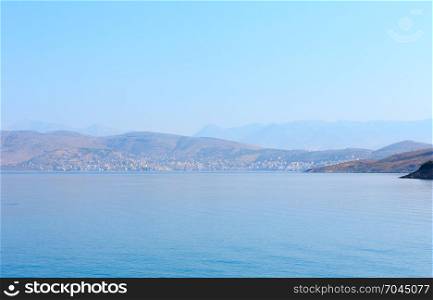 Summer morning sea coast (near Pulebardha beach, Saranda, Albania).