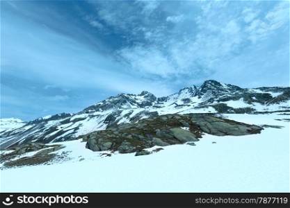 Summer mountain landscape (Fluela Pass, Switzerland)